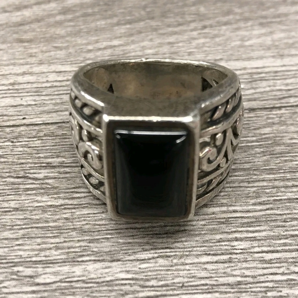 Silpada 925 Sterling Silver Black Chalcedony Filigree Ring R1096 - Picture 2 of 9